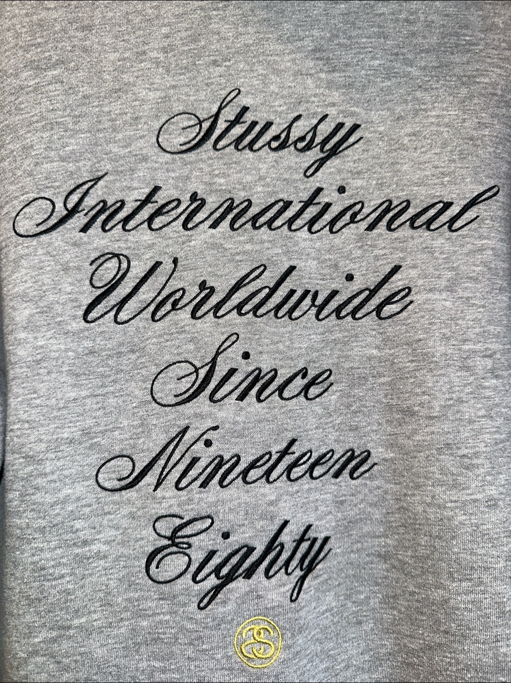 Stussy Light Gray Pullover Hoodie with Golden Embroidered Logo Size M - Picture 2 of 6